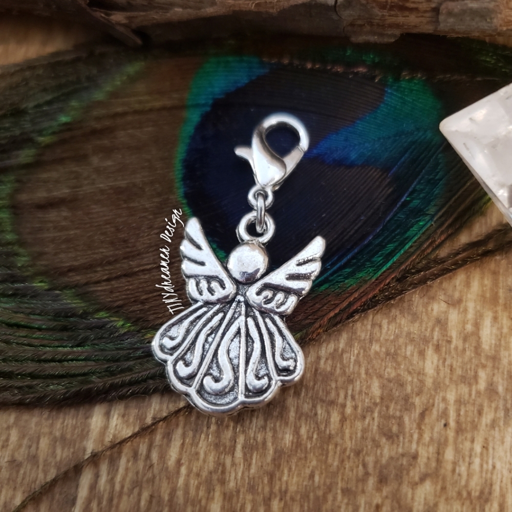 5/$25 Silver Angel Charm for Bracelet~Zipper~Journal~Bag Clip Charm~Mom~Daughter